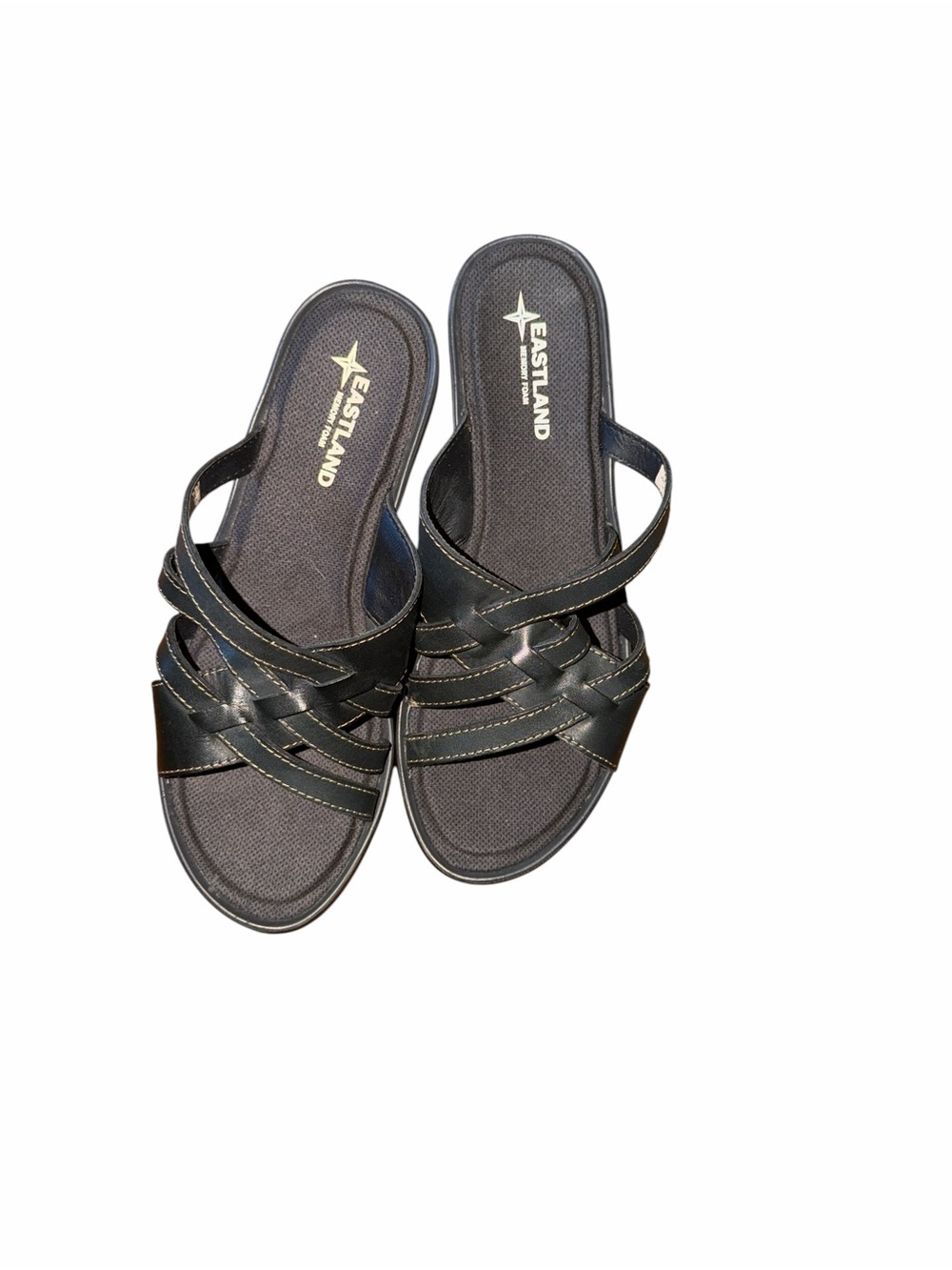 Eastland Black Women's Slip-On Woven Strap Mules Sandals Size 10 W